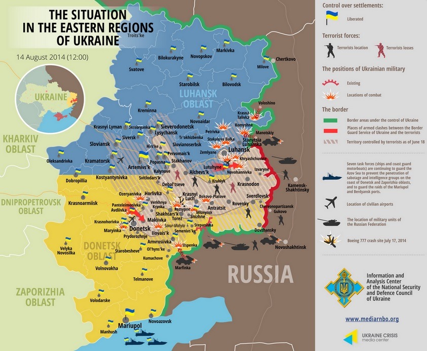 Det militära läget i Donbass den 14 augusti - enligt Kiev