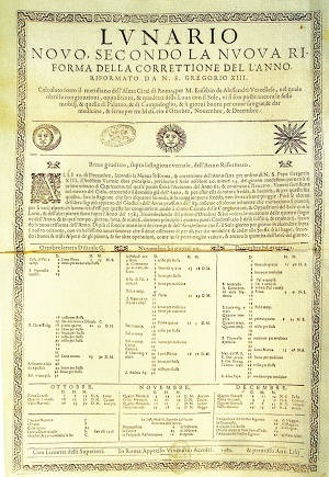 Den nya, gregorianska, kalendern började sin spridning 1582 – sex år efter att Aloysius Lilius bror Antonio presenterat den döde broderns förslag för påven.