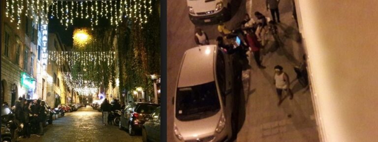 Jul i Bari, samt stillbild som visar ett invandrargäng som bråkar på en gata i staden. Foto: Privat