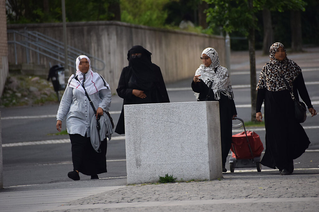 Hijabdagen ska uppmärksamma slöjan, men detta foto är taget en vanlig dag i Kista, Stockholm. Foto: Nya Tider