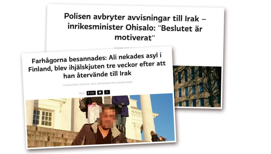 Efter Alis påstådda död inledde public service-bolaget Yle en intensiv kampanj för att liberalisera Finlands invandringspolitik, bland annat genom hård kritik mot finska migrationsverket Migri. Nu när bluffen avslöjats har Yle bett om ursäkt för sina falska nyheter och sagt att det är ”pinsamt” och ”beklagligt”. Skärmavbild: Yle