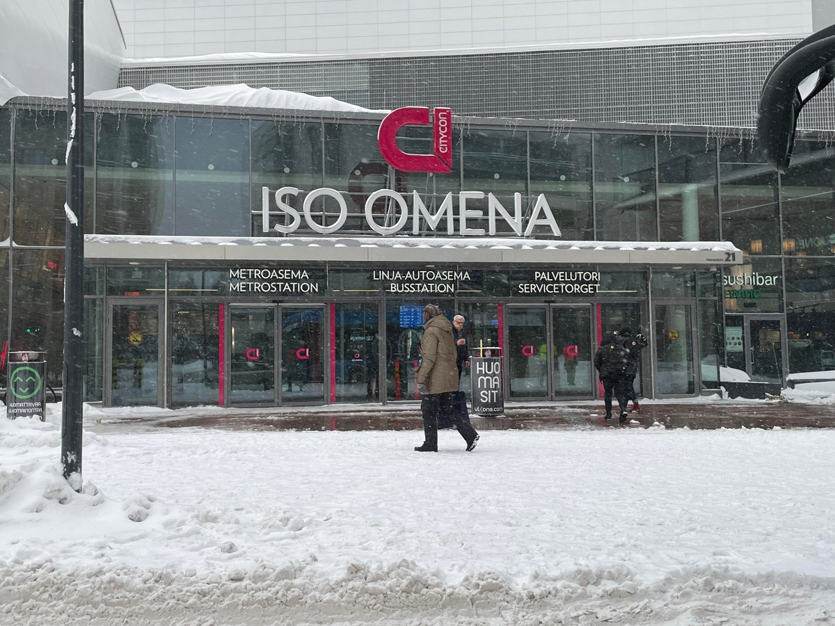 Köpcentret Iso Omena i Esbo utanför Helsingfors där Eveliina dödades. Foto: Nya Tider