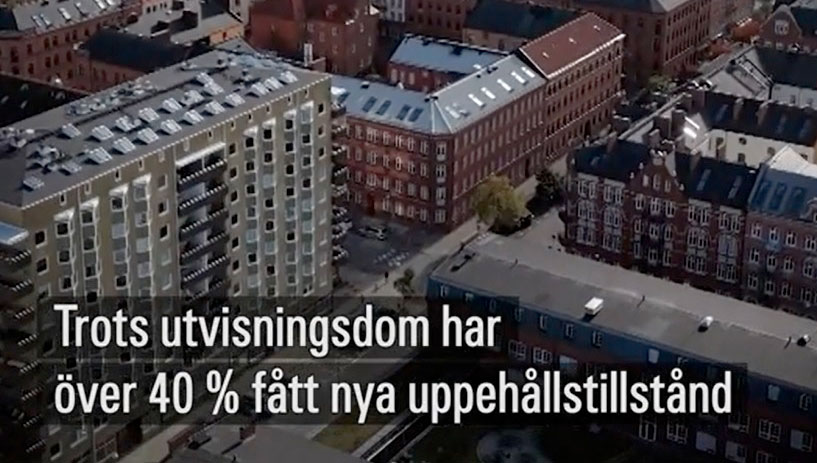 SVT ger nya tider rätt. I en egen granskning konstaterar SVT det Nya Tider visade redan förra året: De flesta som döms till utvisning blir kvar i landet efter avtjänat straff. Stillbild: SVT